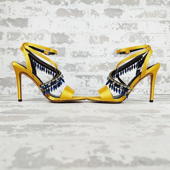 New ASOS DESIGN Hydro Embellished Ankle Strap Heeled Sandals T493 - Picture 7 of 13